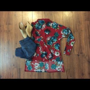 Cowl Neck Floral Sweater Top